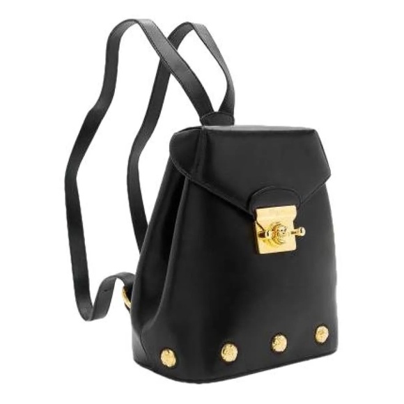 Salvatore Ferragamo Flap Lock Studded Leather Backpack - Picture 1 of 7